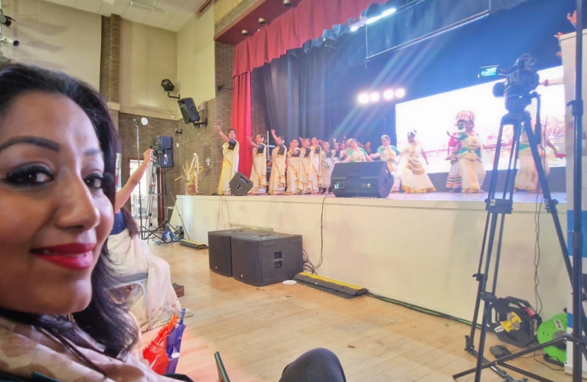 Pinder at the Onam celebrations with the Kerala community in Kempston 